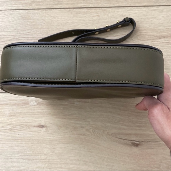 Michael Kors Delfina Olive Green Leather Saddle Bag Purse - Picture 5 of 11